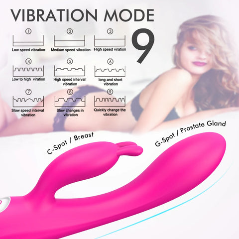 (Women) Automatic 9 Vibration Modes + Enhanced Mode Thrusting Rabbit Vibrator Triple Action G Spot Vibrator 3.2