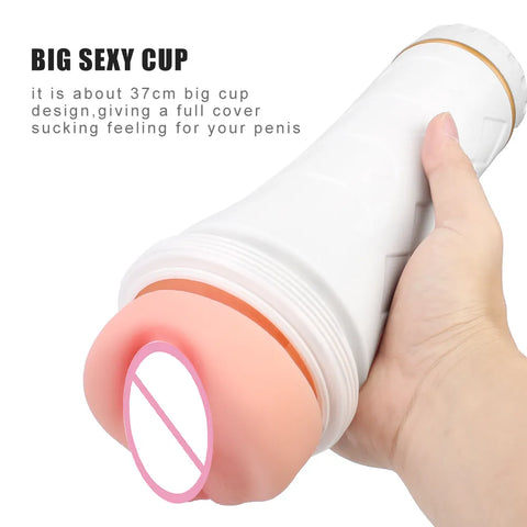 (Men) Real Pussy Artificial Vagina Sexy Light Shape Big Male Masturbation Cup Penis Pump