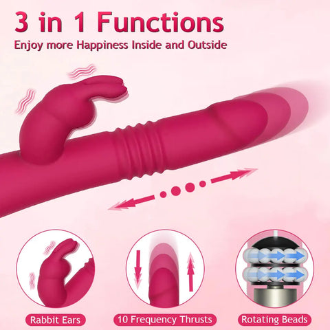 (Women) Automatic 9 Vibration Modes + Enhanced Mode Thrusting Rabbit Vibrator Triple Action G Spot Vibrator 3.2