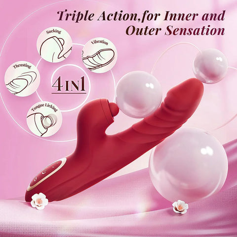 (Women) 4.0 Automatic 10 Vibration Modes + 7 Mode Thrusting Rabbit Vibrator Action G Spot Vibrator