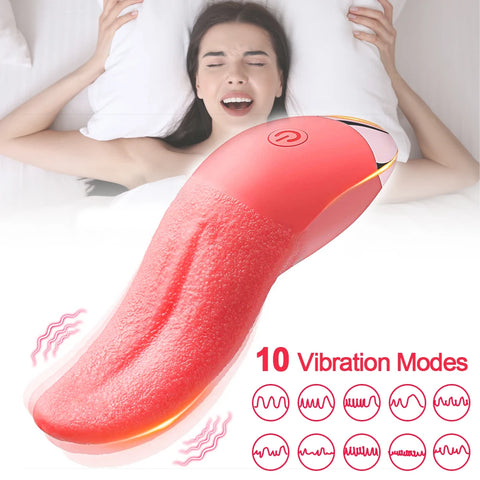 (Women) Tongue Licking Vibrator 10 Mode Heating Mini 3.0